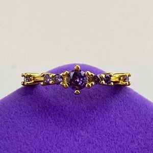 💛 Elegant Gold Plated Purple CZ Gemstone Ring